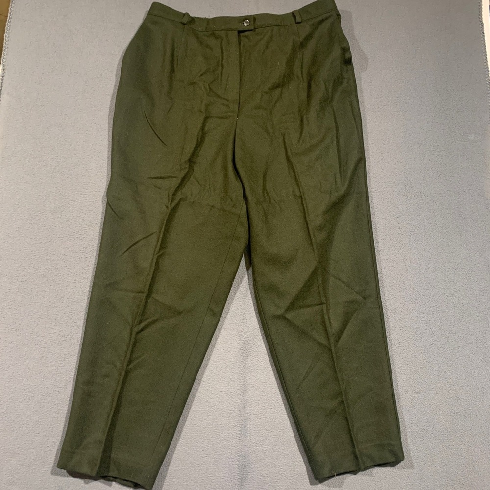 Koret Wool Dress Pants Women 22W Olive Green High Rise Lined Classic Trousers